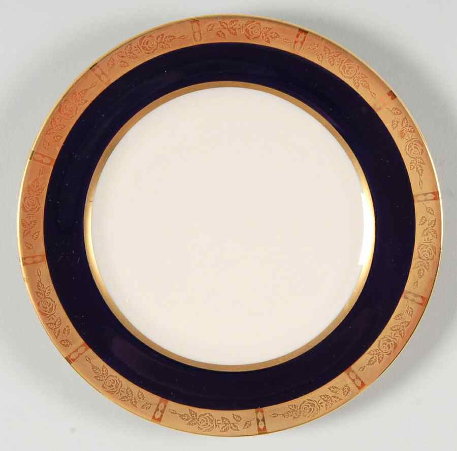 Georgian Rose Cobalt Blue (.35 Gold Band) Bread & Butter Plate by Flintridge-1