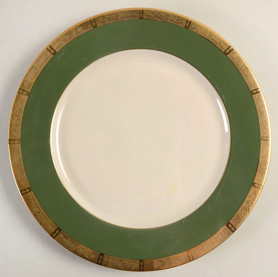 Georgian Rose Spanish Green (Rim) Dinner Plate by Flintridge-1
