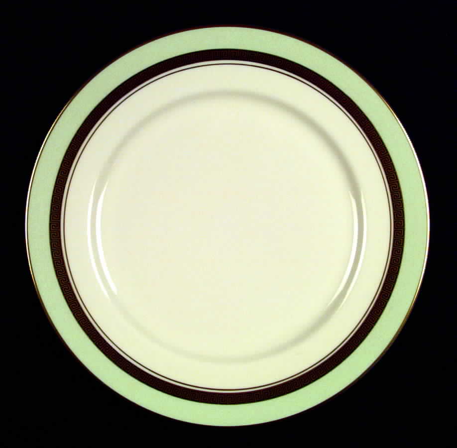 Grecian Key Mint Green (Gold Trim, Rim) Dinner Plate by Flintridge-1