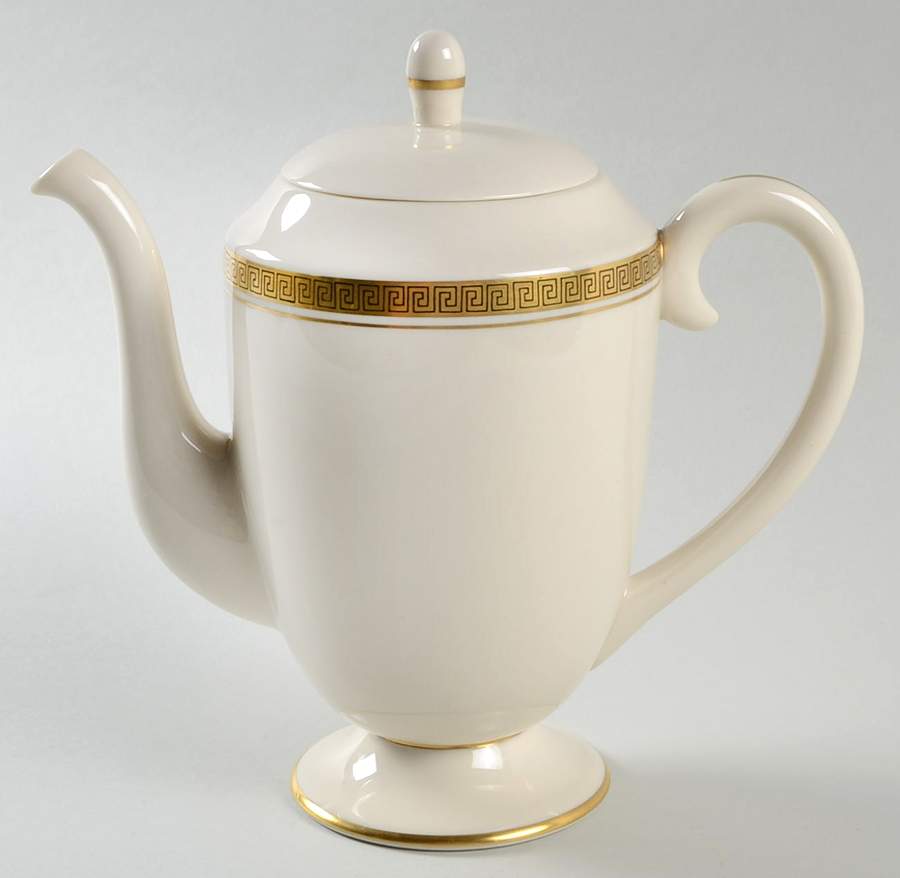 Grecian Key No Color Band (Gold Trim, Rim) Coffee Pot & Lid by Flintridge-1