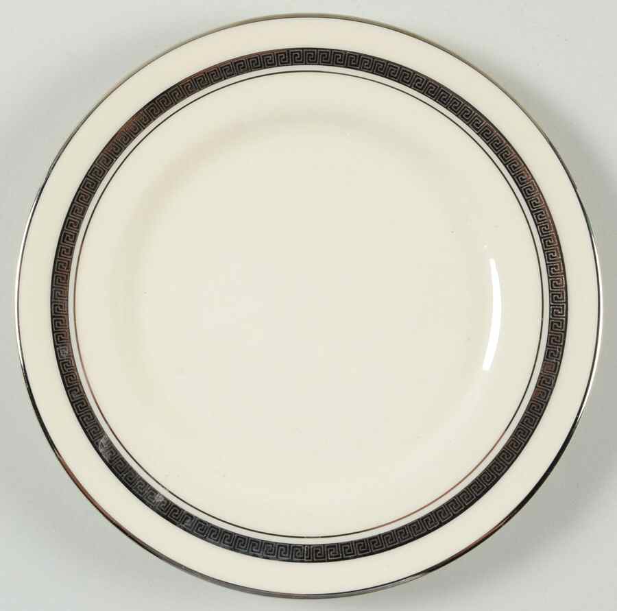 Grecian Key No Color Band (Platinum Trim, Rim) Bread & Butter Plate by Flintridge-1