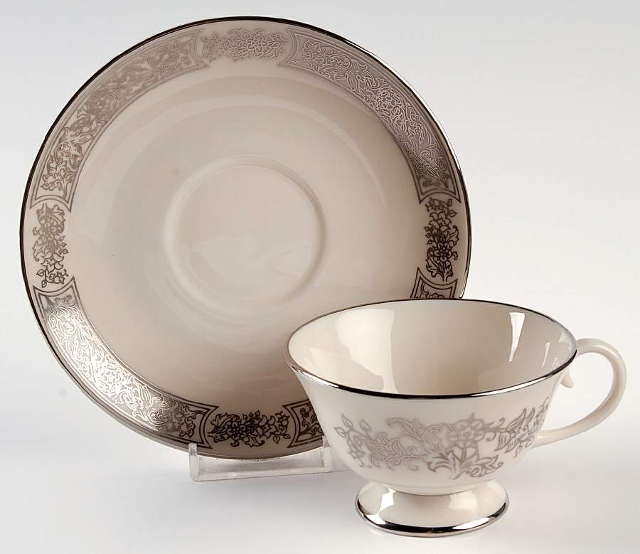 Madeira No Color Band (Coupe) Footed Cup & Saucer Set by Flintridge-1