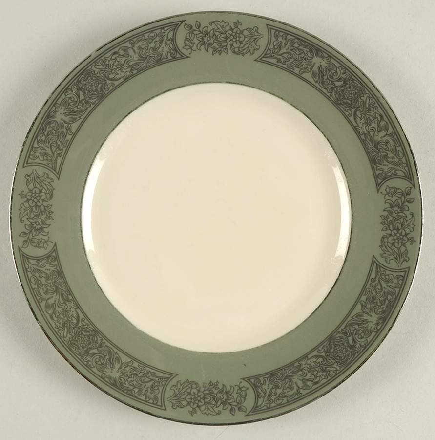 Madeira Sage Green (Rim) Salad Plate by Flintridge-1