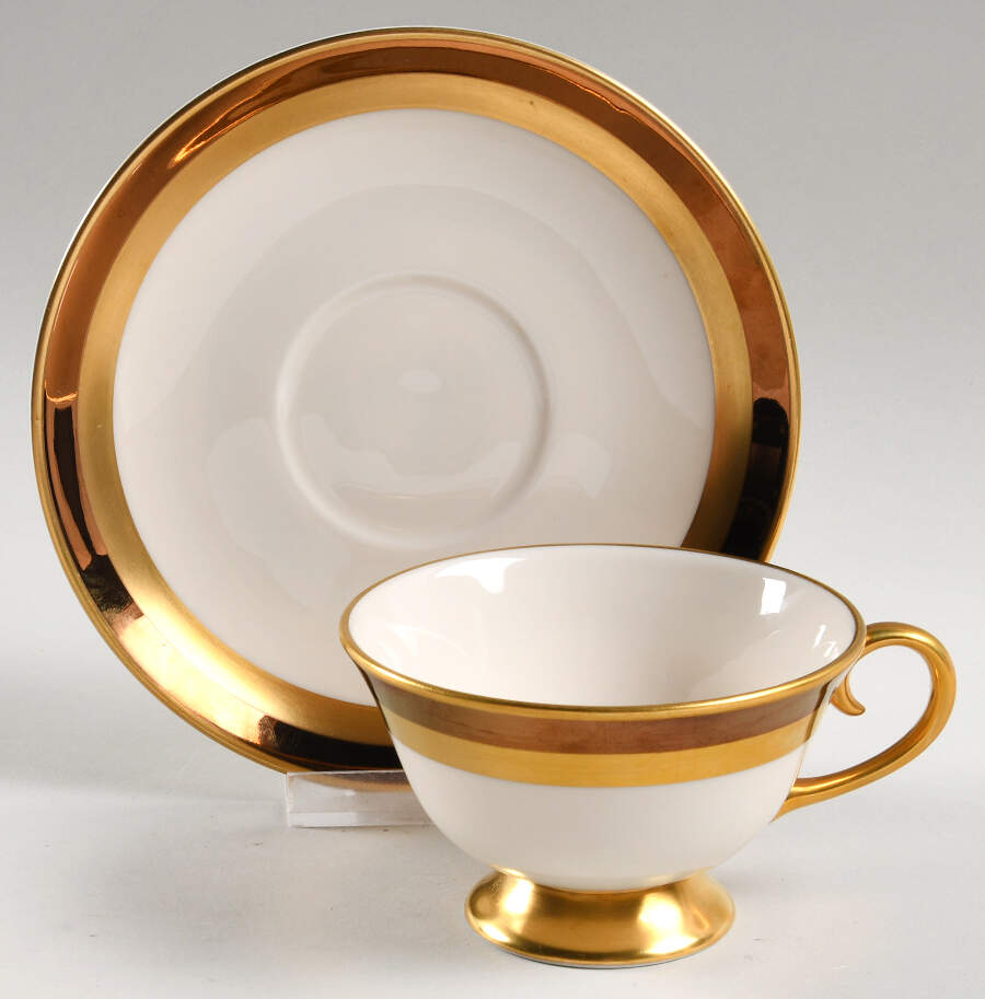 Marquis (Coupe, Flintridge Backstamp) Footed Cup & Saucer Set by Flintridge-1