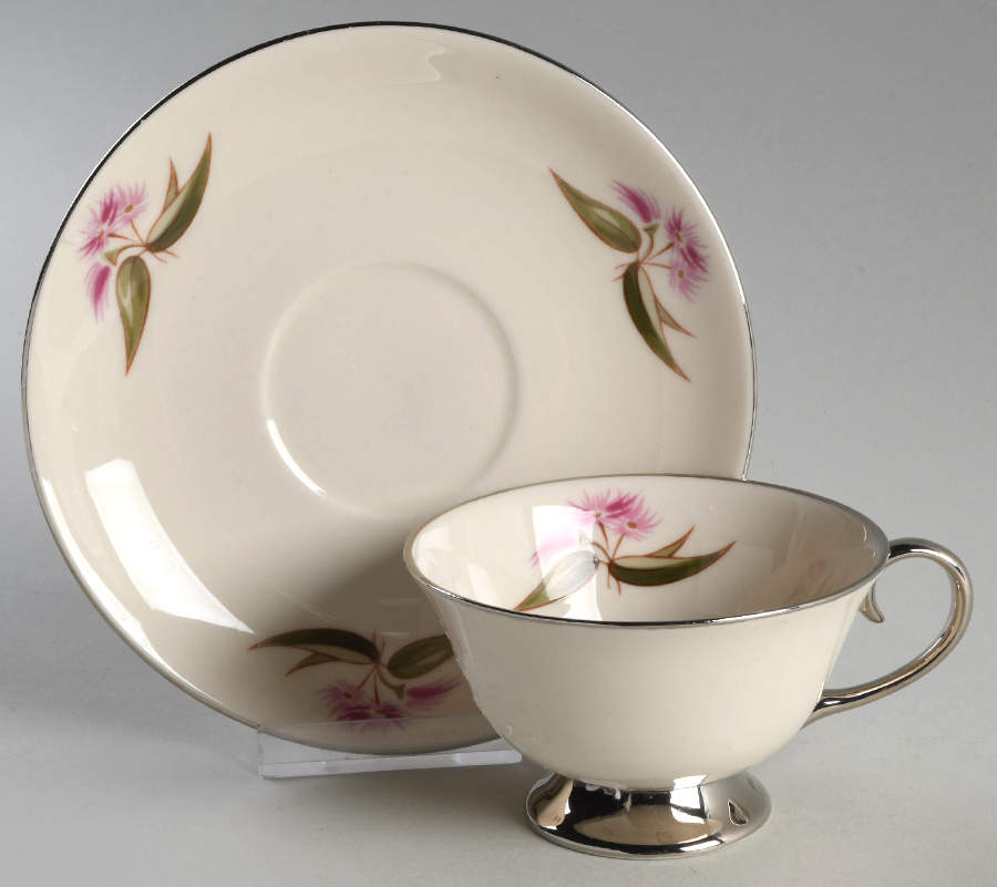 Milan No Color Band (Rim) Footed Cup & Saucer Set by Flintridge-1