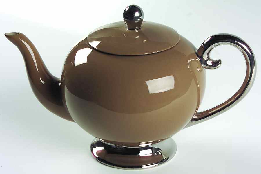 Platinum Cocoa (Rim) Teapot & Lid by Flintridge-1
