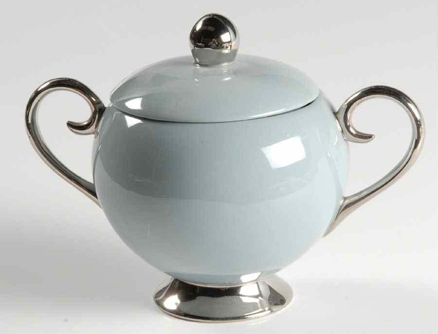 Platinum Strata Blue (Rim) Sugar Bowl & Lid by Flintridge-1