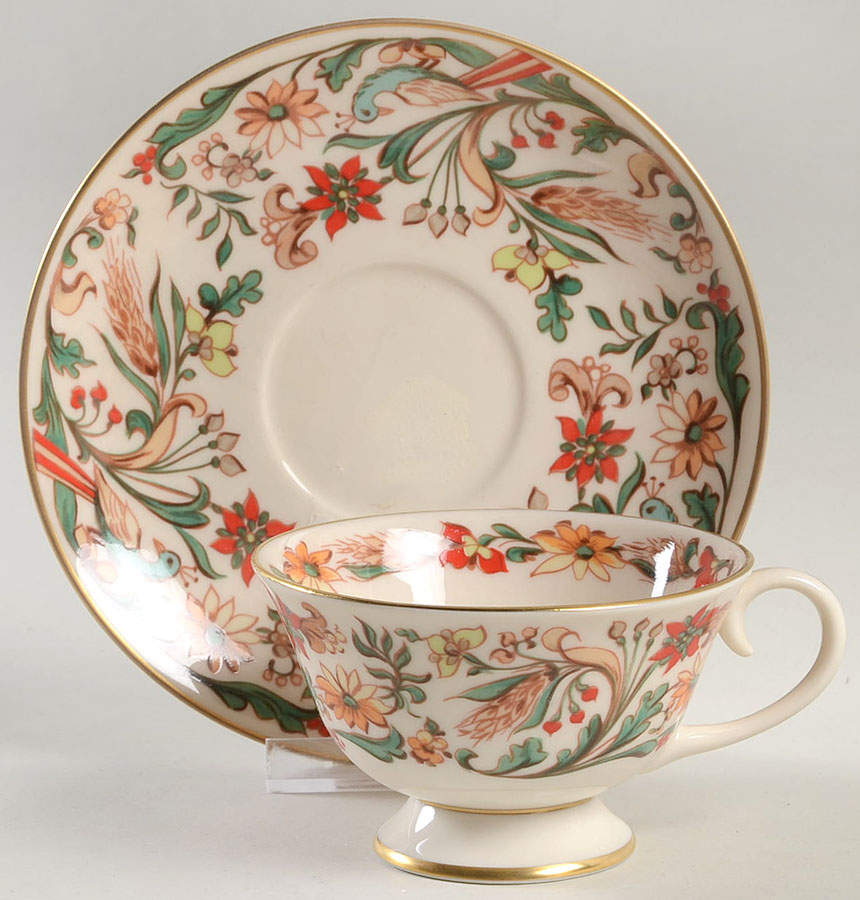 Queen Anne (Rim) Footed Cup & Saucer Set by Flintridge-1