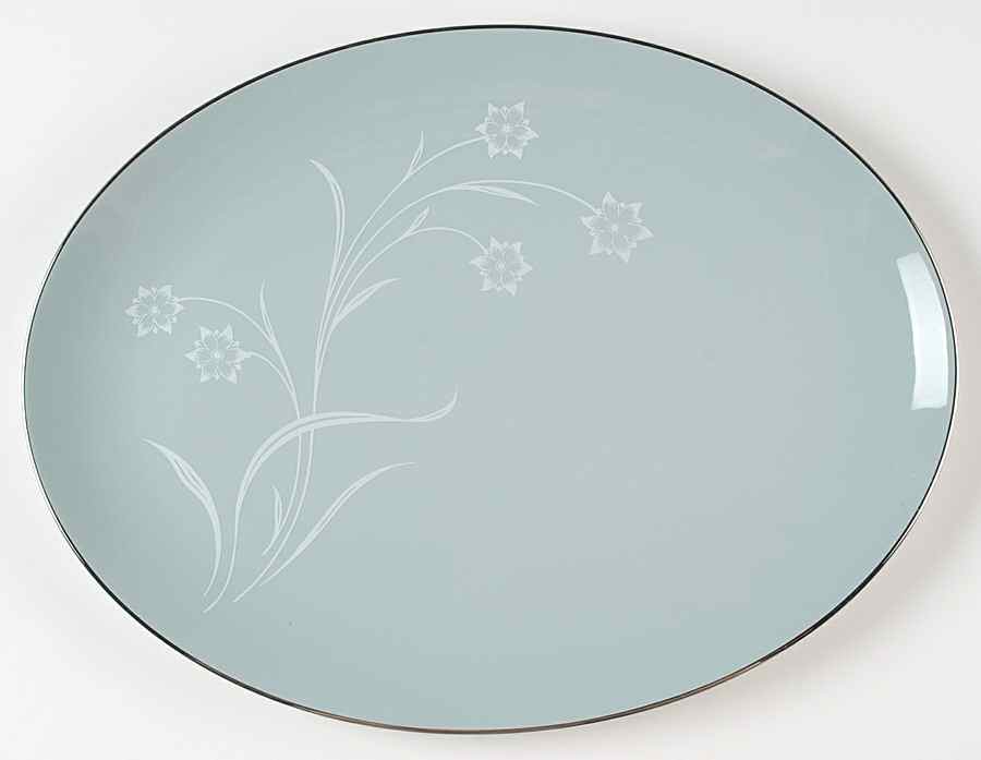 Reverie Strata Blue 14" Oval Serving Platter by Flintridge-1