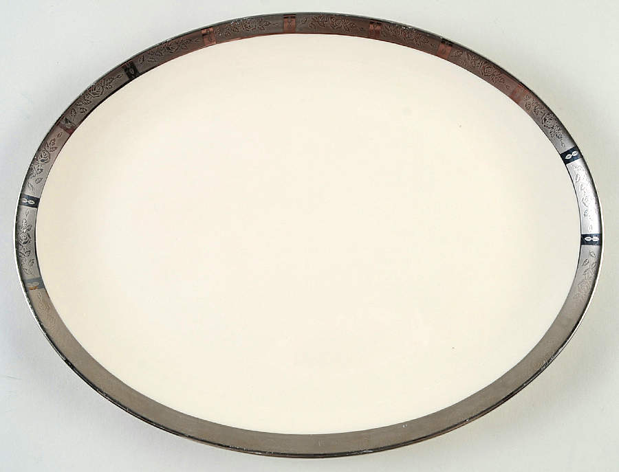 Rose Tapestry No Color Band (Rim&Coupe) 13" Oval Serving Platter by Flintridge-1