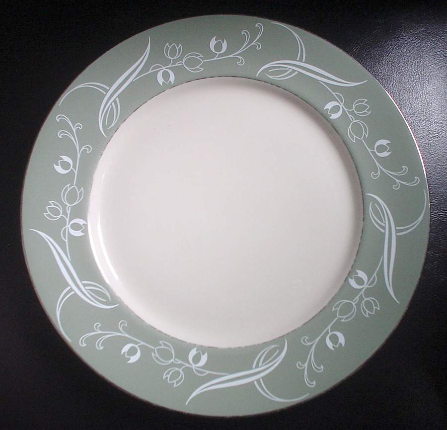 Snow Tulip Sage Green (Rim) Salad Plate by Flintridge-1