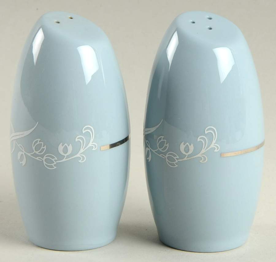 Snow Tulip Strata Blue (Rim & Coupe) Salt & Pepper Set by Flintridge-1