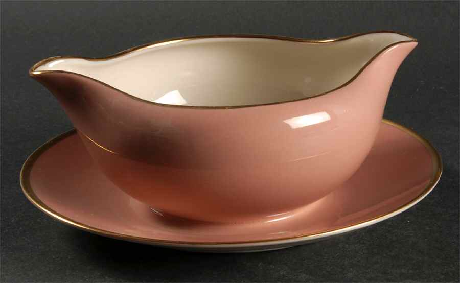 Sylvan-California Coral (Rim) Gravy Boat with Attached Underplate by Flintridge-1