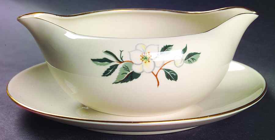 Tea Leaves Gravy Boat with Attached Underplate by Flintridge-1