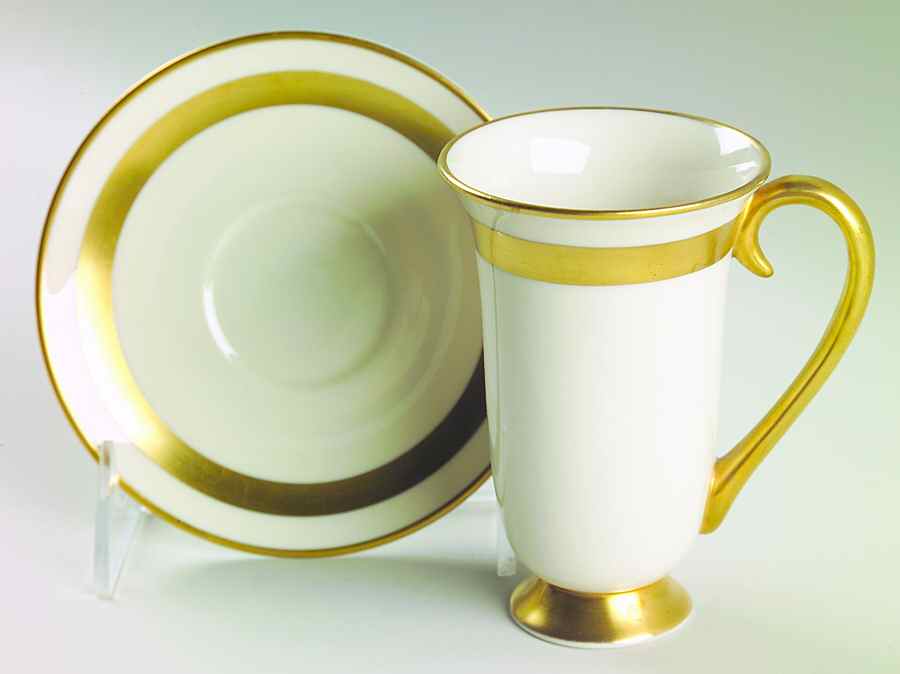 Theme (Wide Gold, Rim & Coupe) Irish Coffee Cup and Saucer Set by Flintridge-1