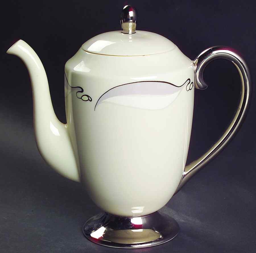 Valinda Leaf Gray (Rim & Coupe) Coffee Pot & Lid by Flintridge-1