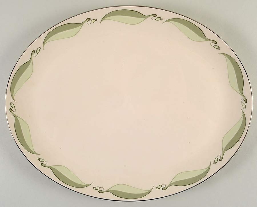 Valinda Leaf Light Green (Rim & Coupe) 16" Oval Serving Platter by Flintridge-1