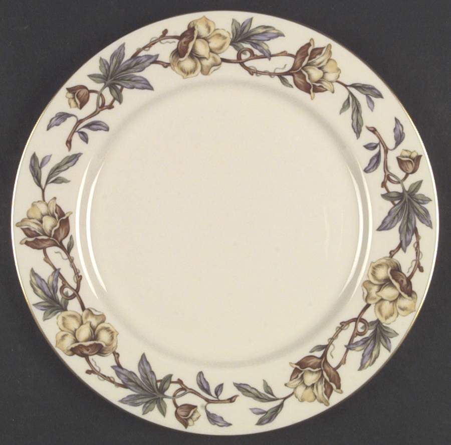 Woodrose No Color Band (Gold Trim, Rim) Dinner Plate by Flintridge-1