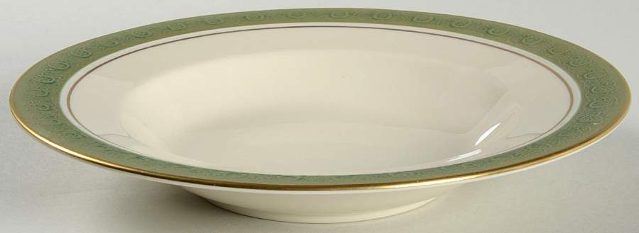 Antique Green Rim Soup Bowl by Franciscan-1
