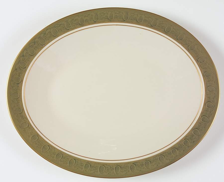 Antique Green 13" Oval Serving Platter by Franciscan-1