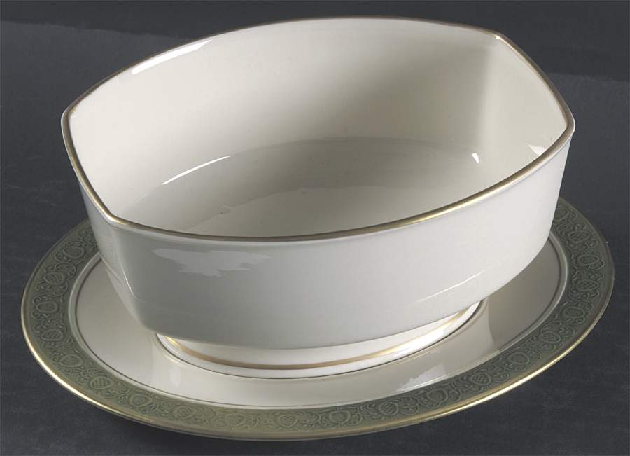 Antique Green Gravy Boat & Underplate by Franciscan-1