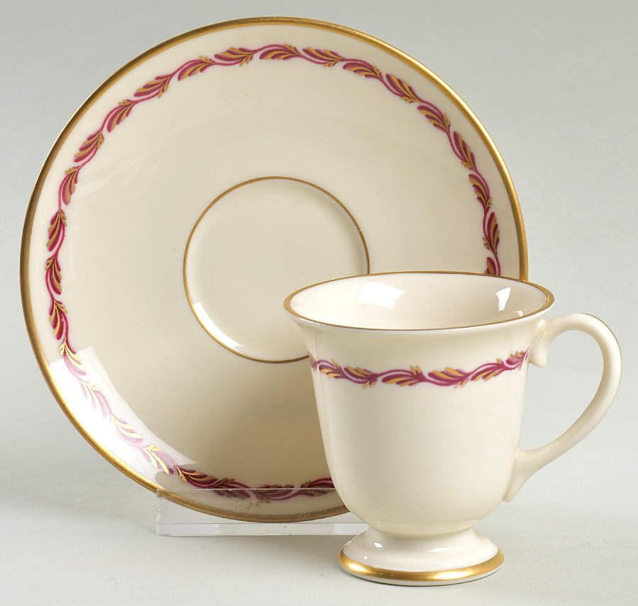 Arcadia Maroon Footed Demitasse Cup & Saucer Set by Franciscan-1