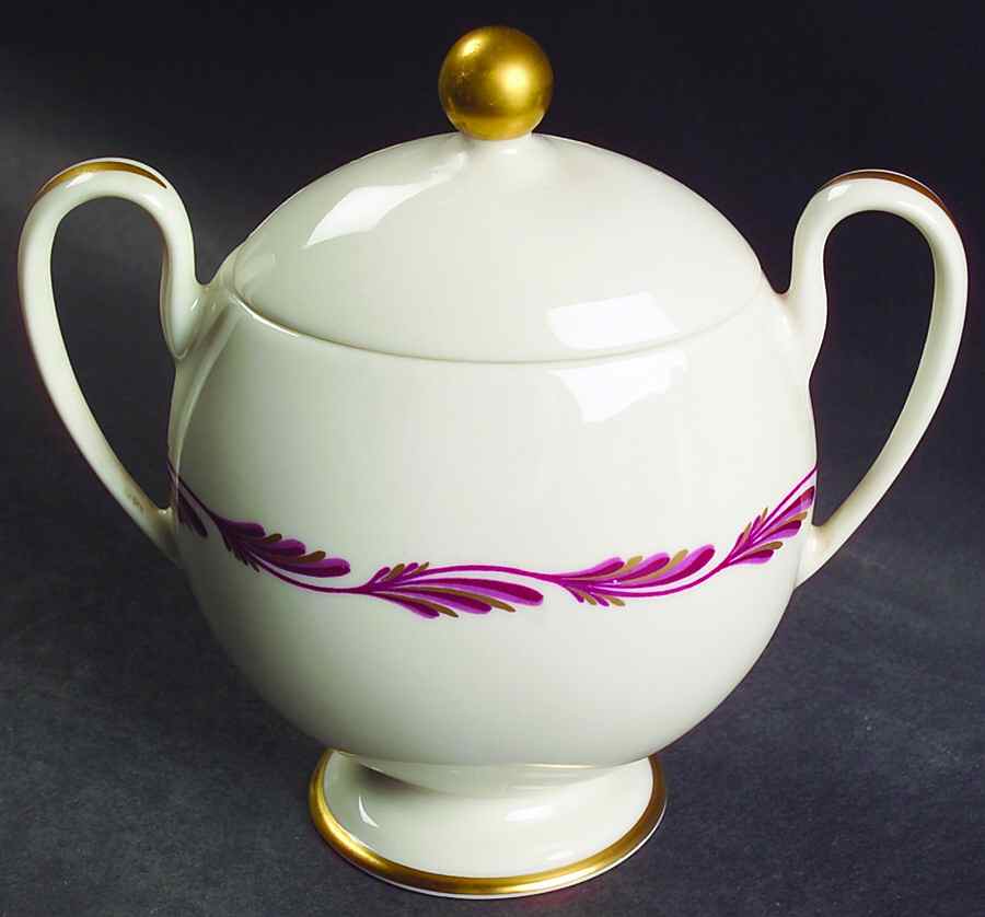 Arcadia Maroon Sugar Bowl & Lid by Franciscan-1