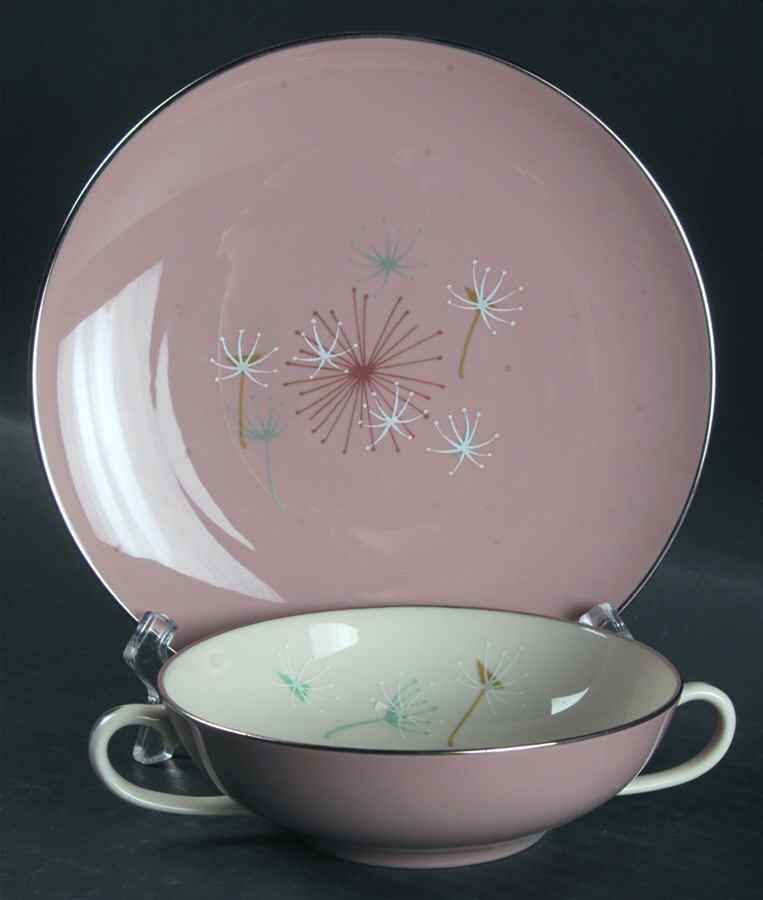 Ballet Flat Cream Soup Bowl & Dessert Plate/Saucer Set by Franciscan-1