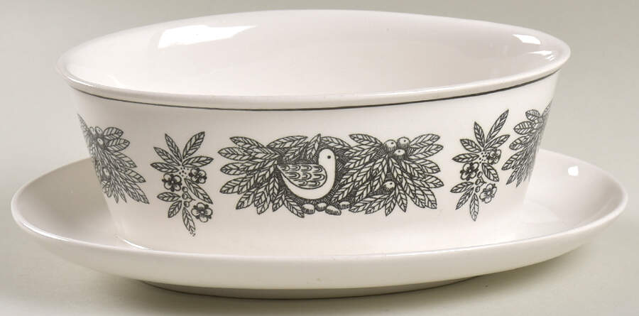 Bird 'N Hand Gravy Boat with Attached Underplate by Franciscan-1