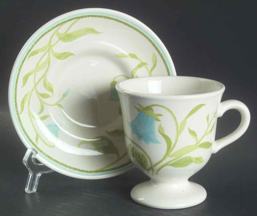 Blue Bell (Greenhouse) Footed Cup & Saucer Set by Franciscan-1