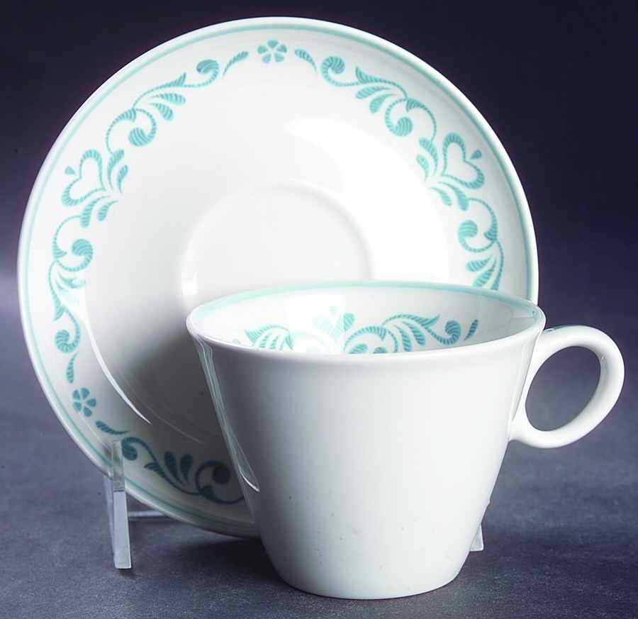 Blue Fancy Flat Cup & Saucer Set by Franciscan-1