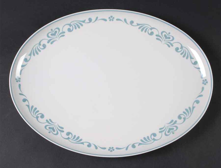Blue Fancy 15" Oval Serving Platter by Franciscan-1