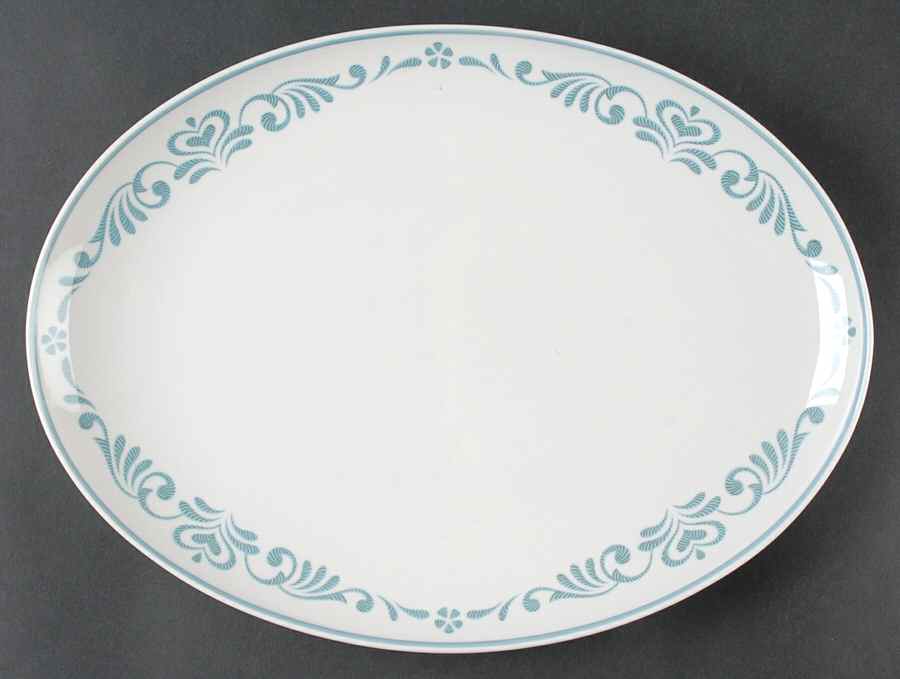 Blue Fancy 13" Oval Serving Platter by Franciscan-1