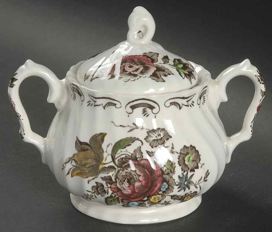Bouquet (White Background) Sugar Bowl & Lid by Franciscan-1