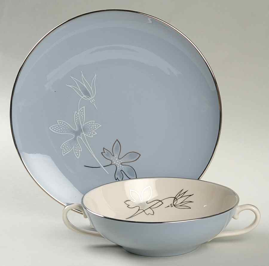 Brentwood Flat Cream Soup Bowl & Dessert Plate/Saucer Set by Franciscan-1