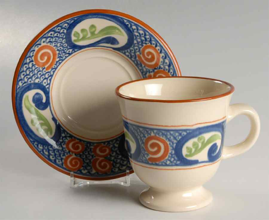 Calypso Footed Cup & Saucer Set by Franciscan-1