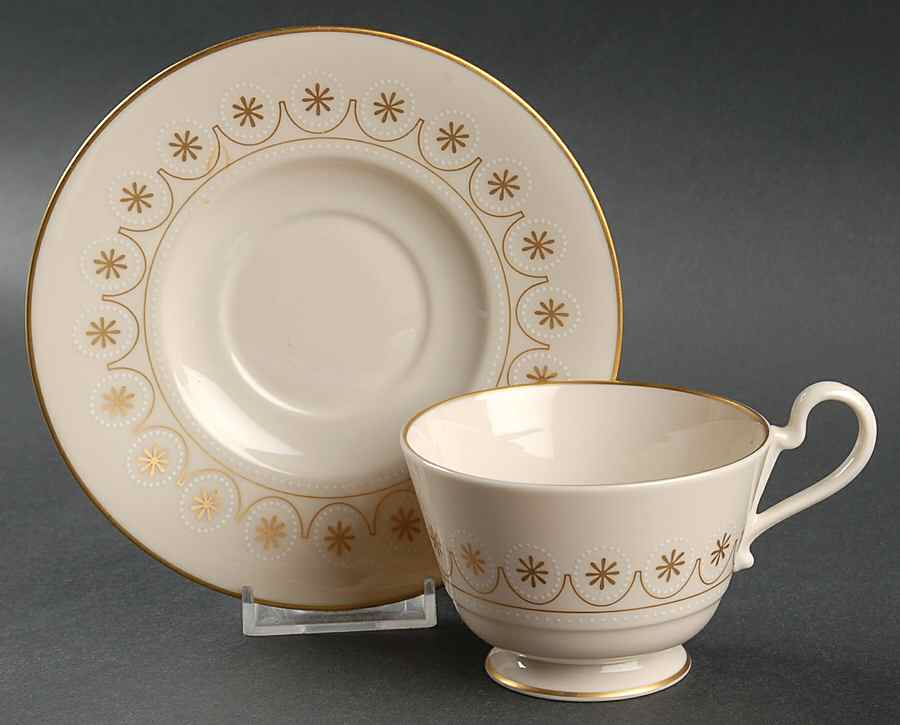 Cameo Footed Cup & Saucer Set by Franciscan-1