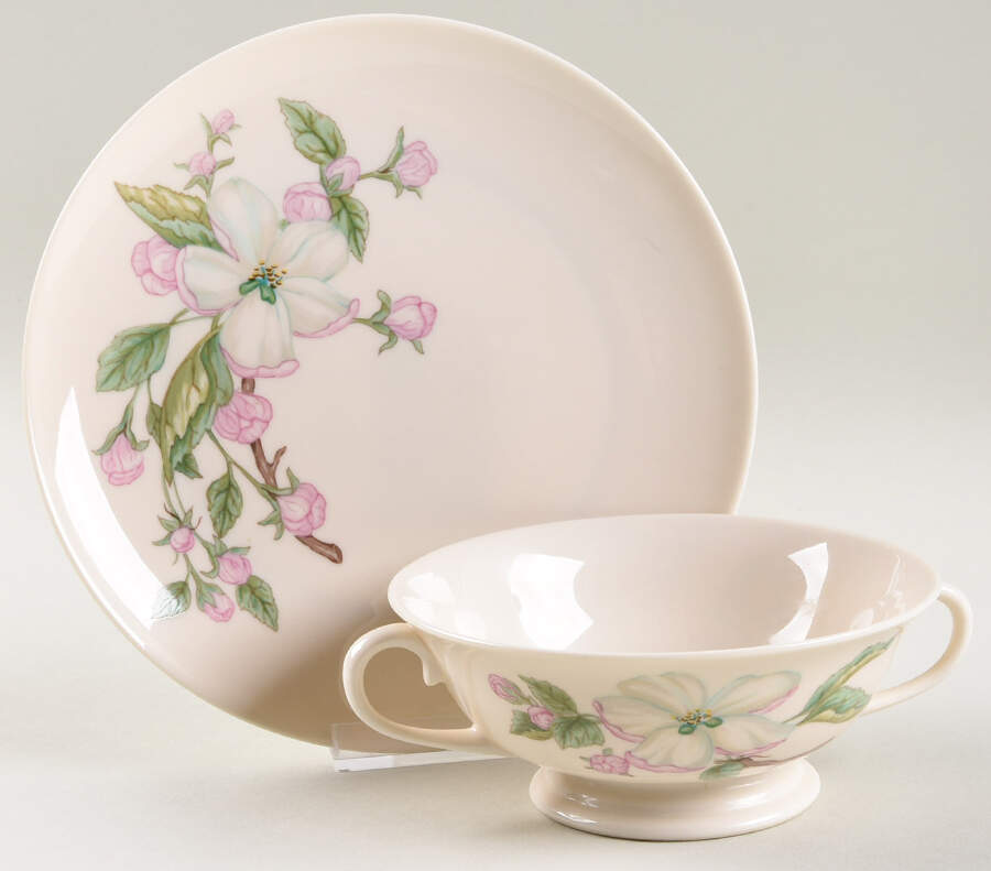 Chelan Footed Cream Soup & Dessert Plate/Saucer Set by Franciscan-1