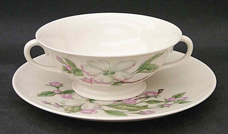 Chelan Footed Cream Soup Bowl & Saucer Set by Franciscan-1