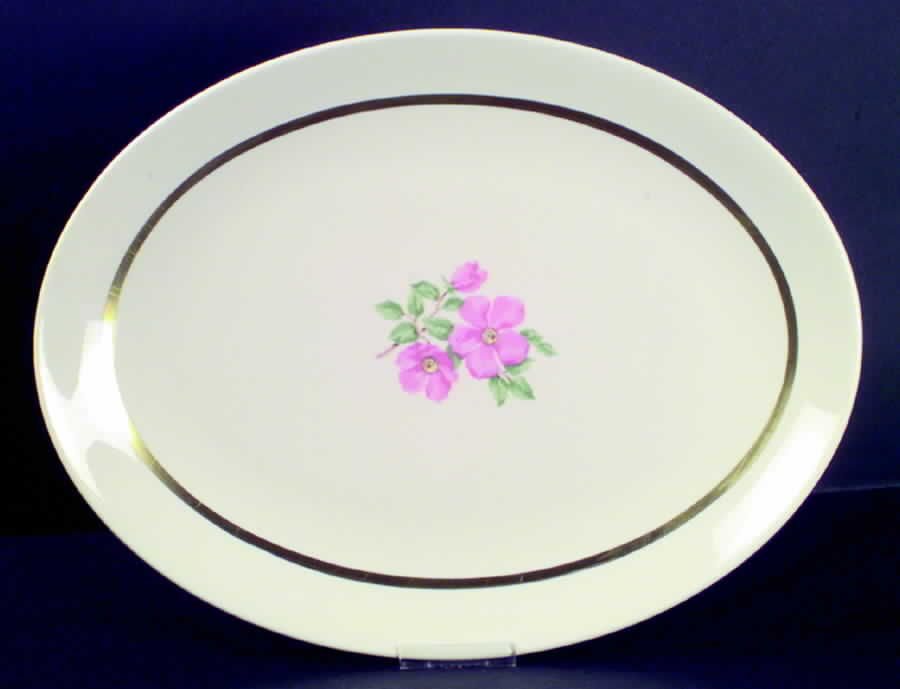 Cherokee Rose Wide Gold Band 12" Oval Serving Platter by Franciscan-1