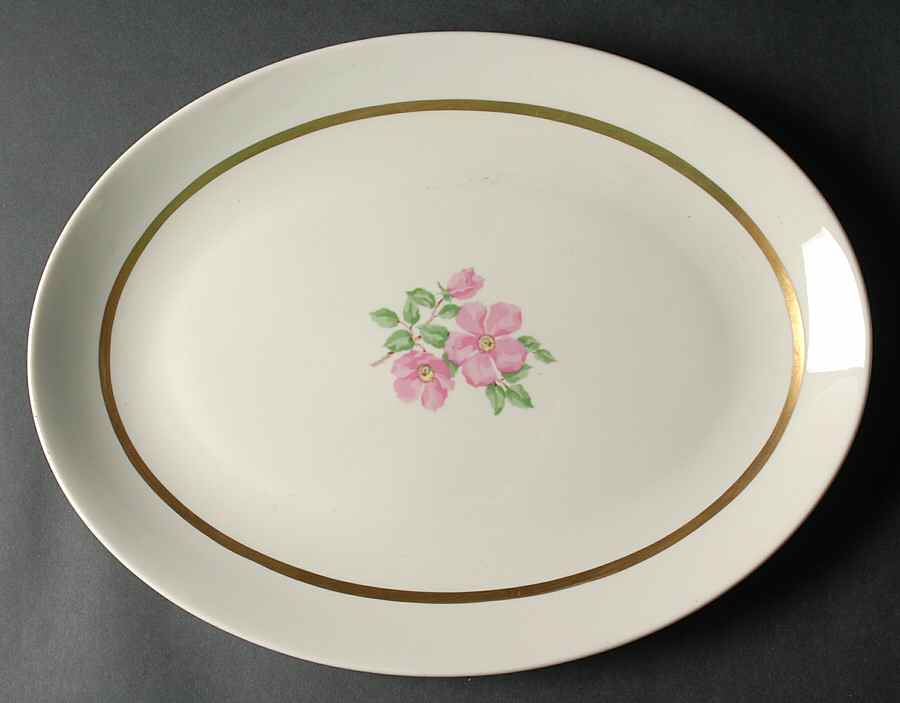Cherokee Rose Wide Gold Band 16" Oval Serving Platter by Franciscan-1
