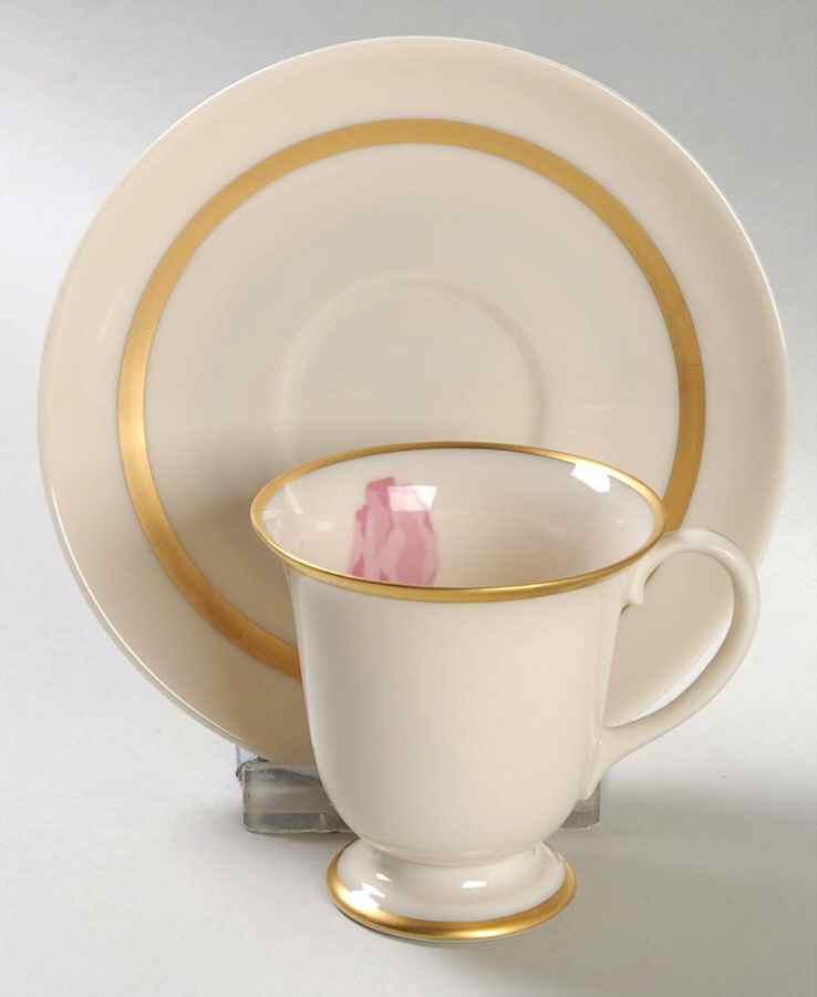 Cherokee Rose Wide Gold Band Footed Demitasse Cup & Saucer Set by Franciscan-1