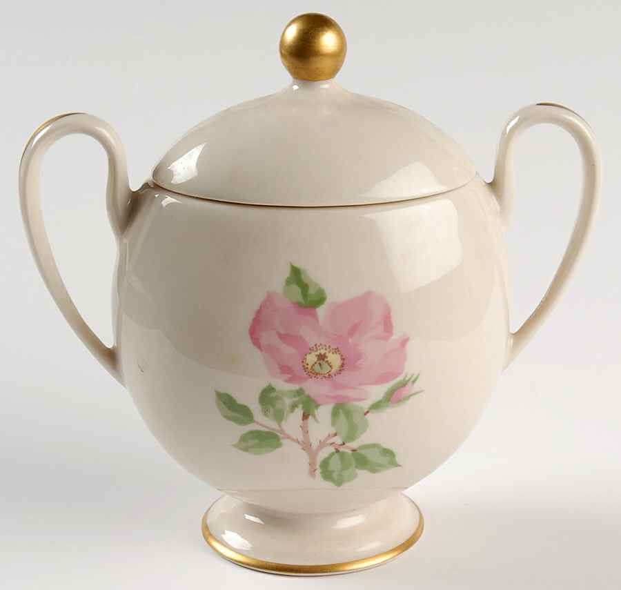 Cherokee Rose Wide Gold Band Sugar Bowl & Lid by Franciscan-1