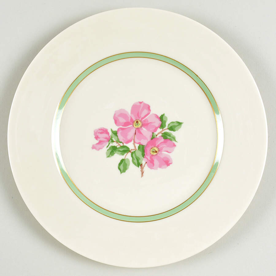 Cherokee Rose Green Band Luncheon Plate by Franciscan-1