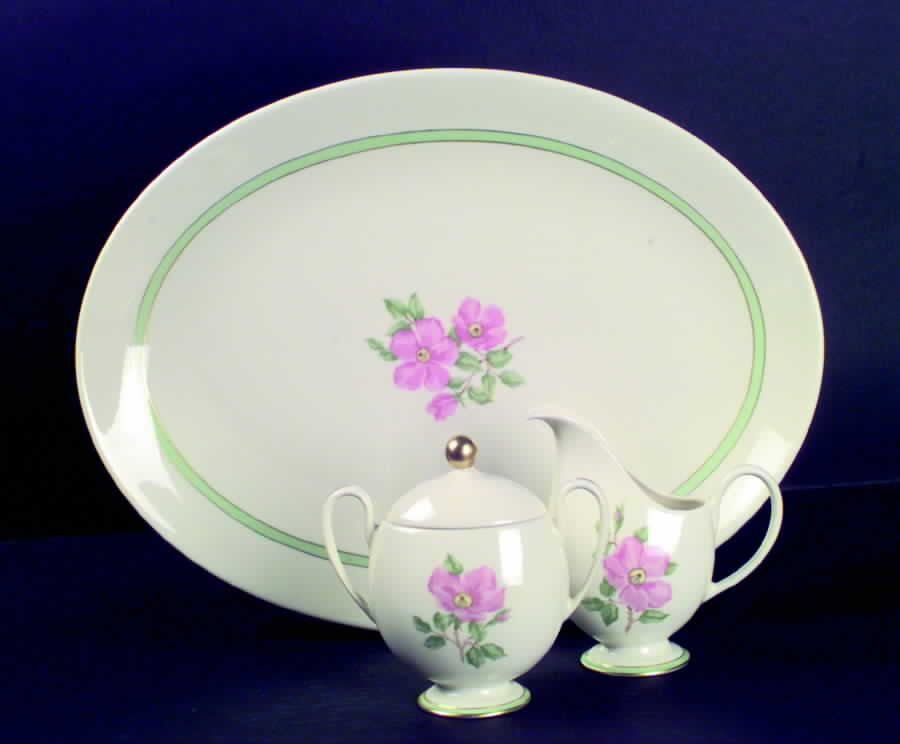 Cherokee Rose Green Band 12" Oval Serving Platter by Franciscan-1