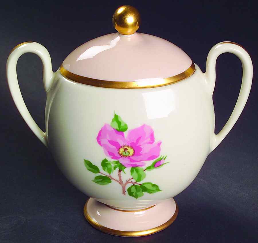 Cherokee Rose (Thin Gold Band, Palomino Shape) Sugar Bowl & Lid by Franciscan-1