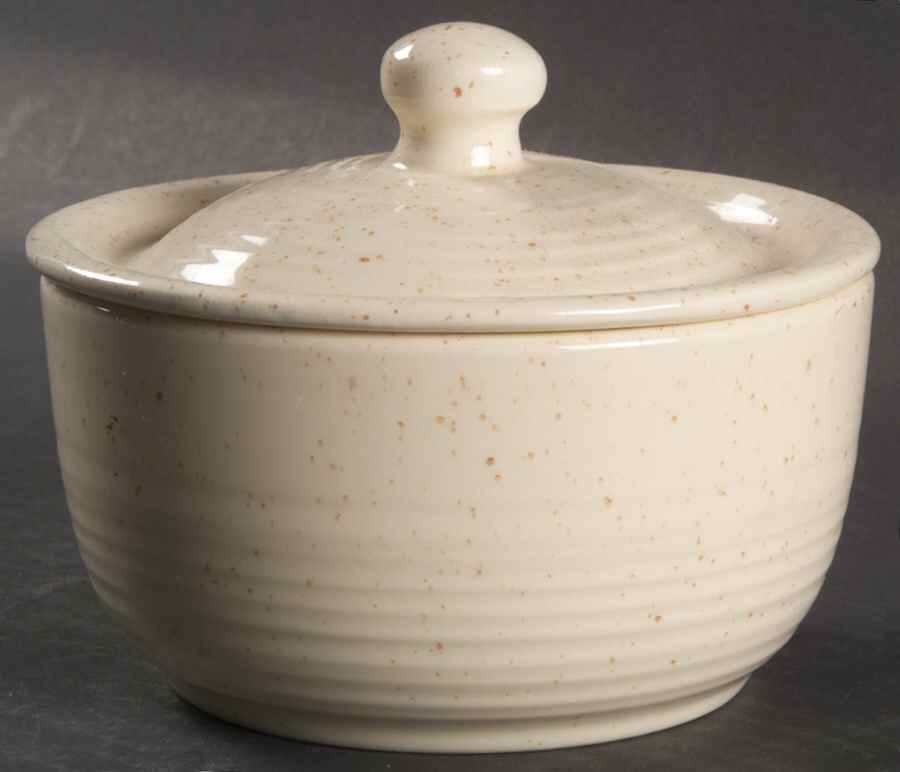 Country Craft Almond Cream Sugar Bowl & Lid by Franciscan-1
