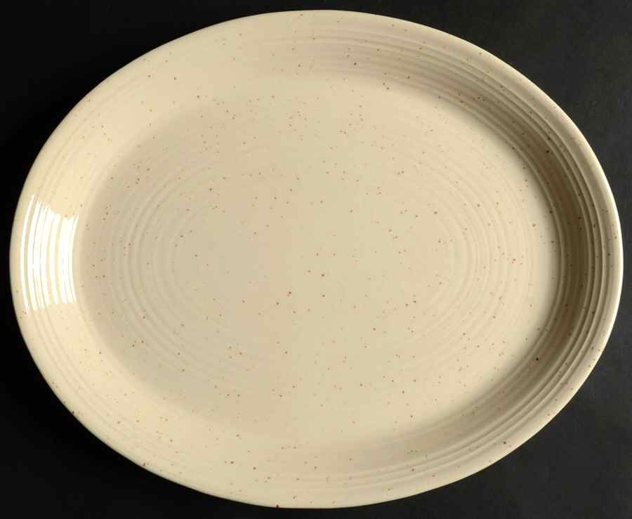 Country Craft Almond Cream 14" Oval Serving Platter by Franciscan-1