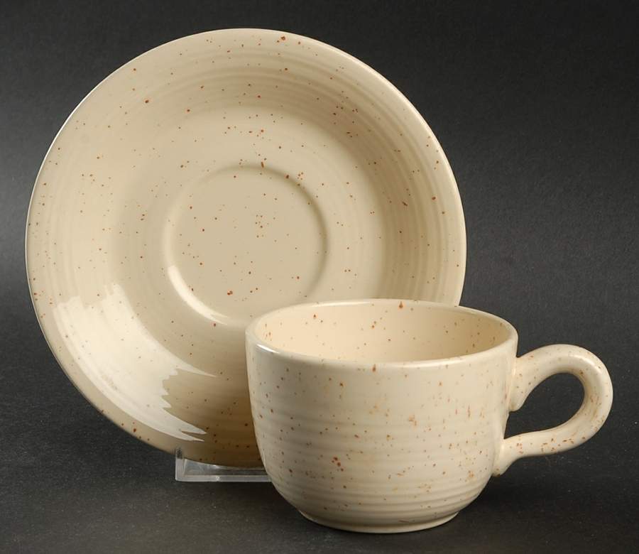 Country Craft Almond Cream Flat Cup & Saucer Set by Franciscan-1