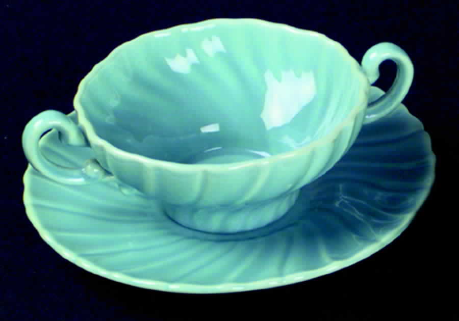Coronado Aqua Glossy Flat Cream Soup Bowl & Saucer Set by Franciscan-1